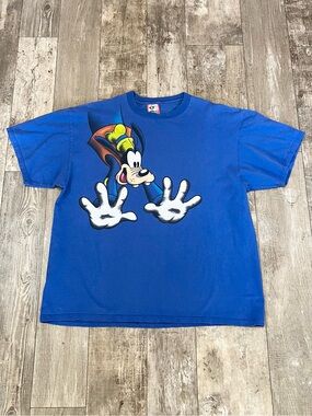 DISNEY Vintage 90s Goofy Break Through Double-Sided Graphic Tee Blue USA Mens XL